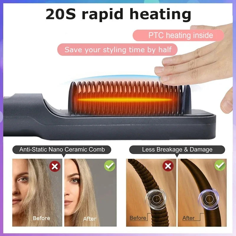 Electric Hair Straightening Brush With Ionic Technology