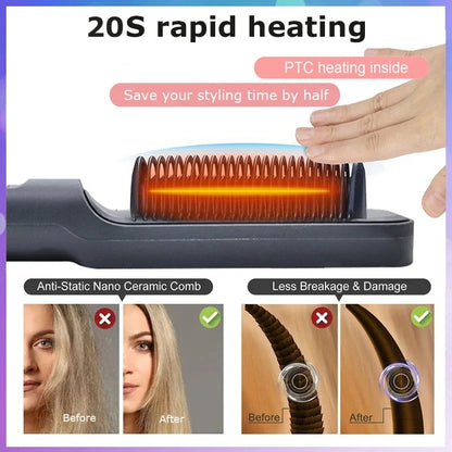 Electric Hair Straightening Brush With Ionic Technology