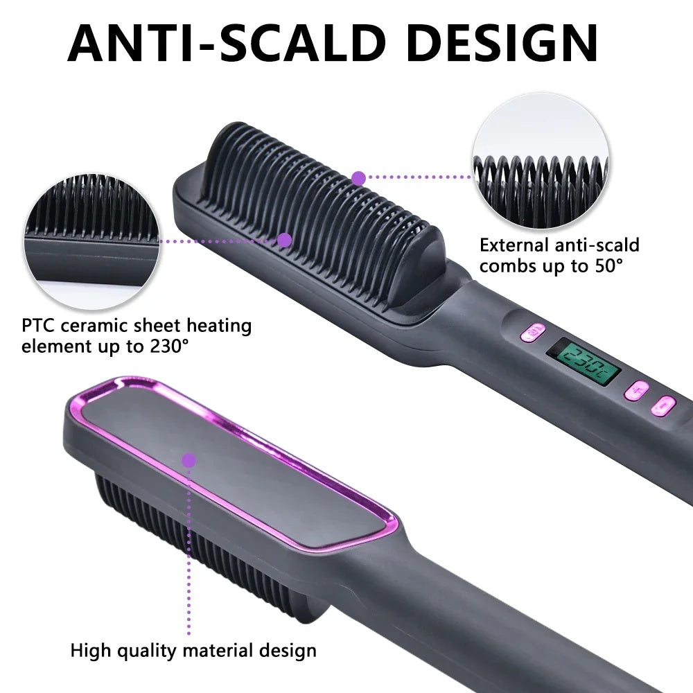 Electric Hair Straightening Brush With Ionic Technology