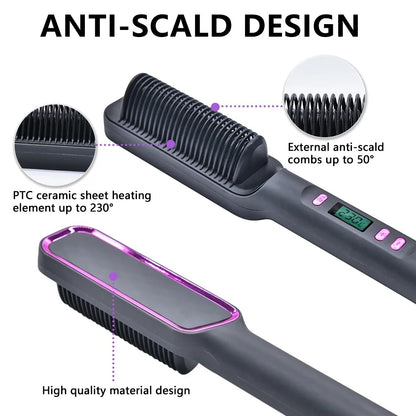 Electric Hair Straightening Brush With Ionic Technology